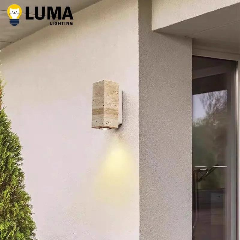 Home Deco Yellow Travertine Stone Wall Lamp