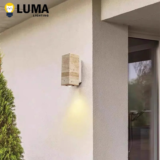 Home Deco Yellow Travertine Stone Wall Lamp