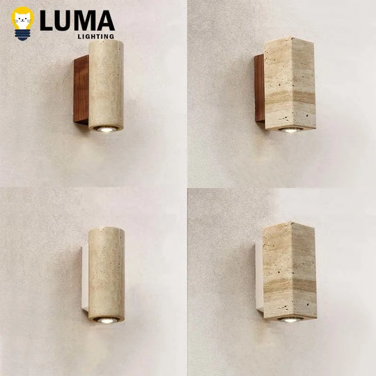 Home Deco Yellow Travertine Stone Wall Lamp