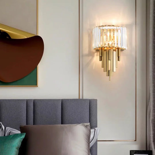 Home Deco Champagne Gold Crystal Wall Lamp