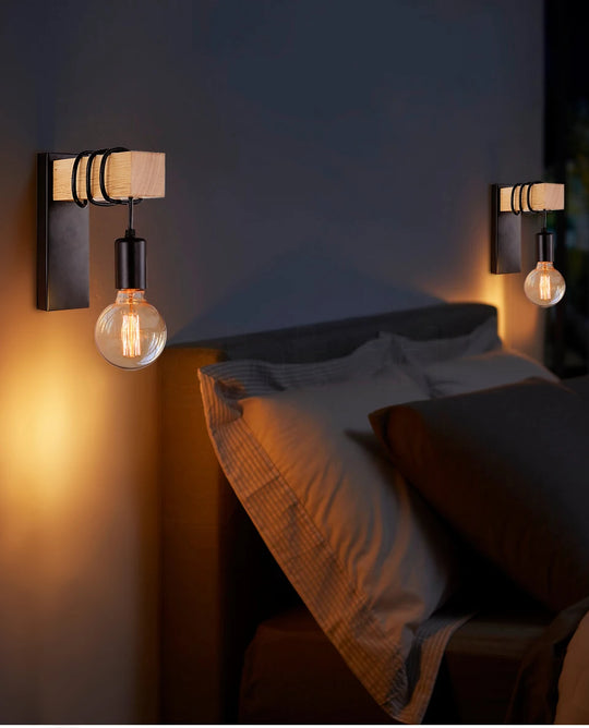 Home Deco Nordic Iron Wood Wall Lamp
