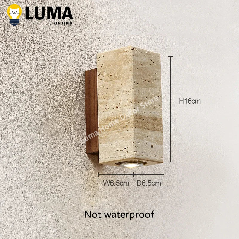 Home Deco Yellow Travertine Stone Wall Lamp