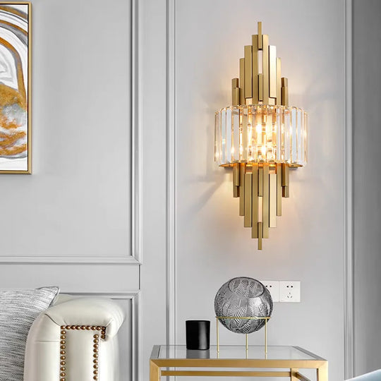Home Deco Champagne Gold Crystal Wall Lamp