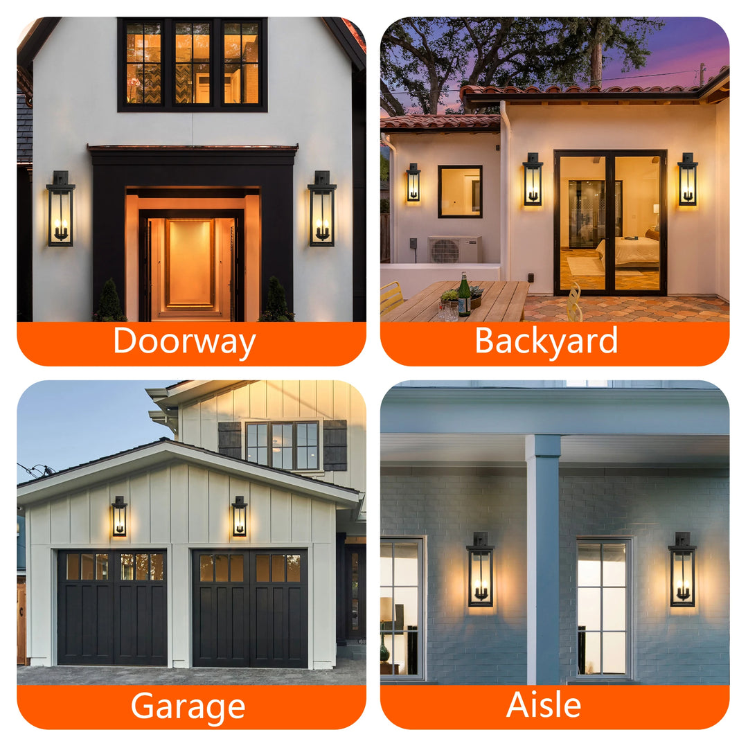 Home Deco 22" Outdoor Wall Lantern with Dusk to Dawn Sensor