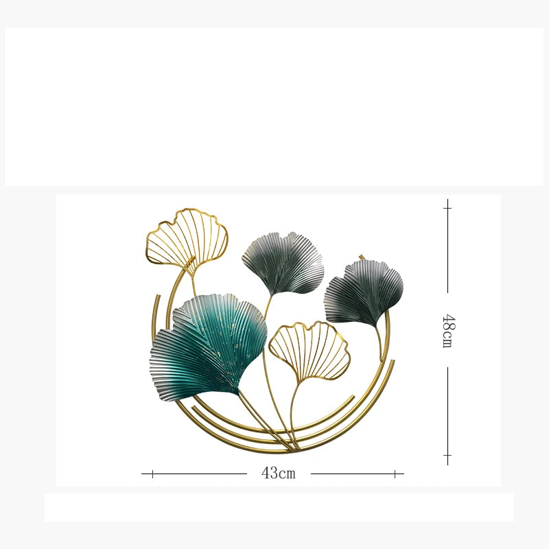 Celeste Modern Luxury Wrought Iron Ginkgo Leaf Wall Murals
