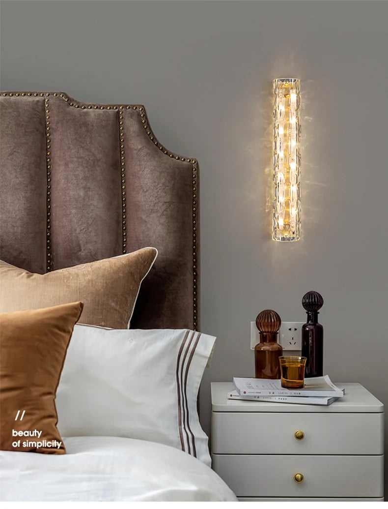 Home Deco Luxury Crystal Copper Wall Lamp