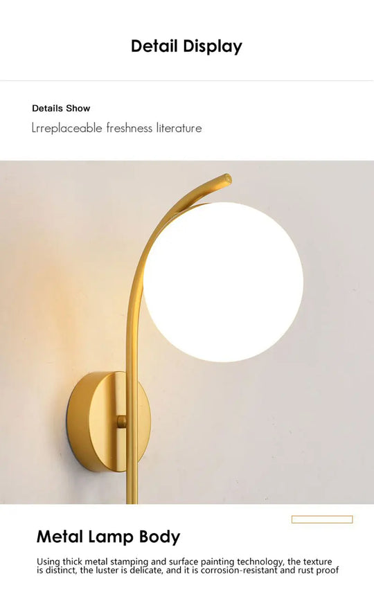 Home Deco Frosted Glass Ball Wall Lamp
