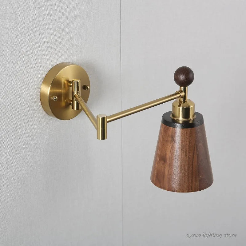 Home Deco Wood Adjustable Telescopic Wall Light