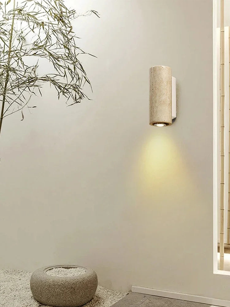 Home Deco Yellow Travertine Stone Wall Lamp
