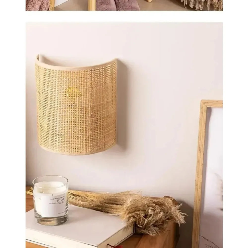 Home Deco Natural Rattan Wall Lamp