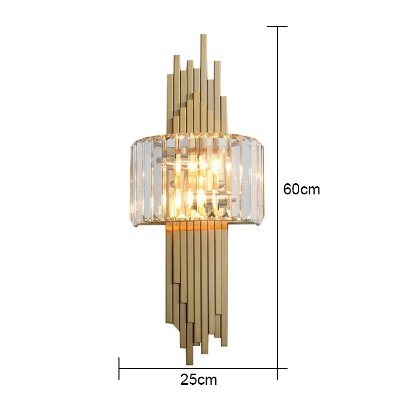 Home Deco Champagne Gold Crystal Wall Lamp