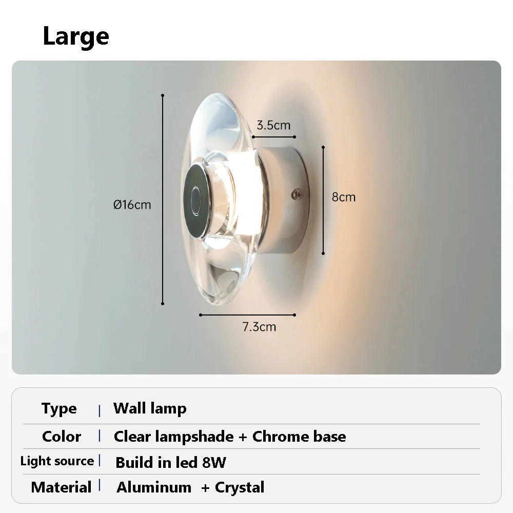 Home Deco Modern Round Crystal Wall Lamp