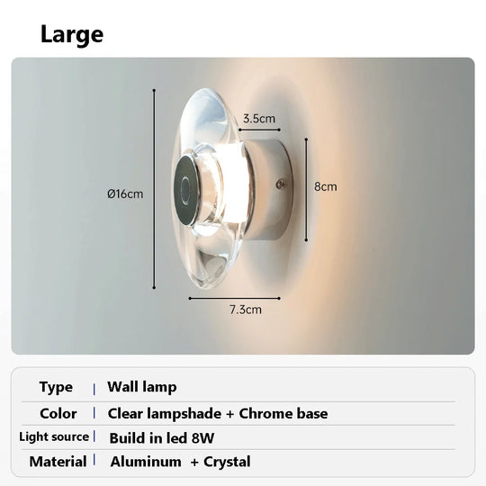 Home Deco Modern Round Crystal Wall Lamp