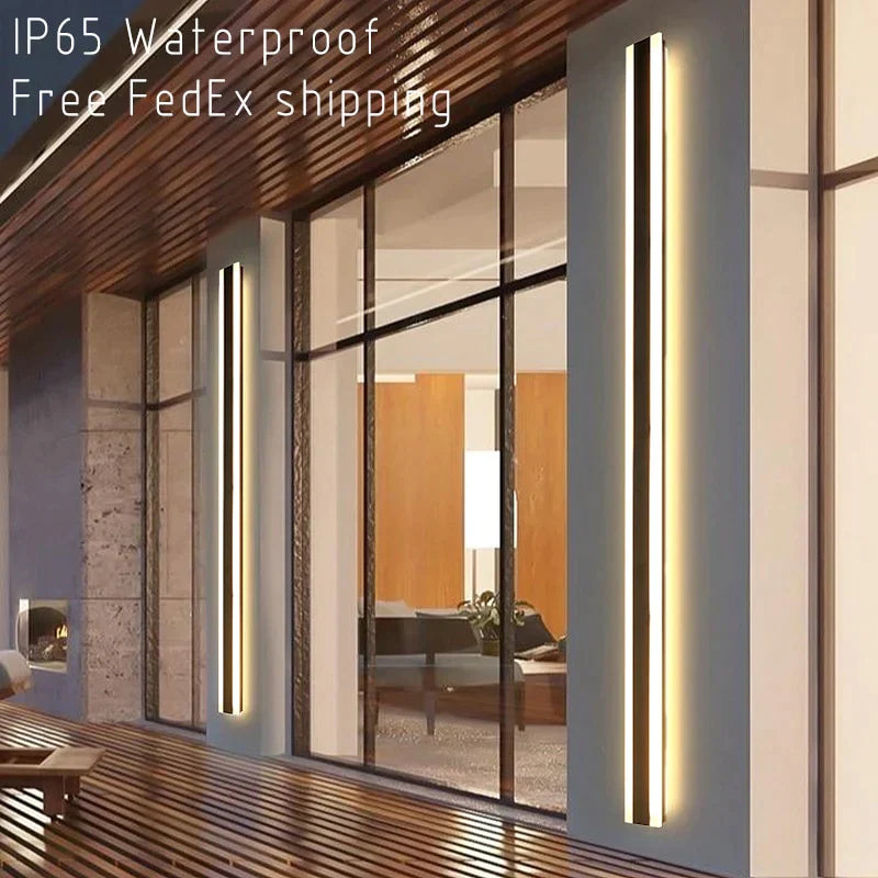 Applique murale d'extérieur étanche à LED, longue lampe murale en aluminium, éclairage de jardin, de villa, de porche