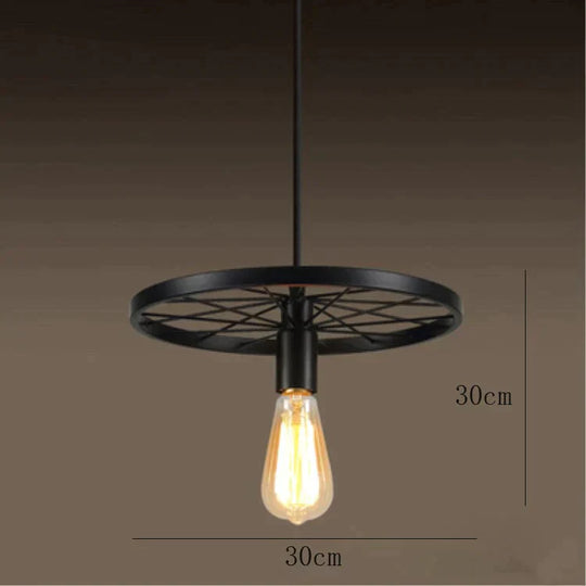 Lustre à roue antique Personnalité créative Lustre rétro en fer forgé pour restaurant et bar