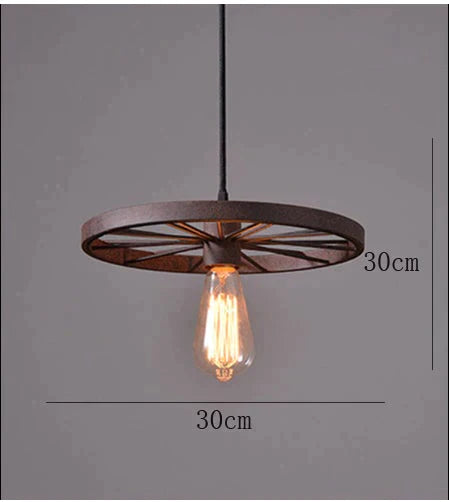 Lustre à roue antique Personnalité créative Lustre rétro en fer forgé pour restaurant et bar