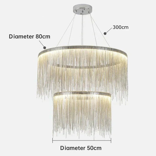 Aurora - Rectangle Led Chandelier Silver Dia50 80Cm / Three Color Change