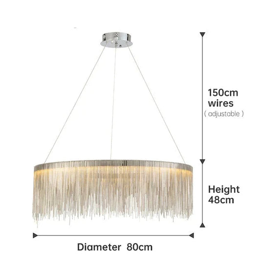Aurora - Rectangle Led Chandelier Silver Dia80Cm / Three Color Change