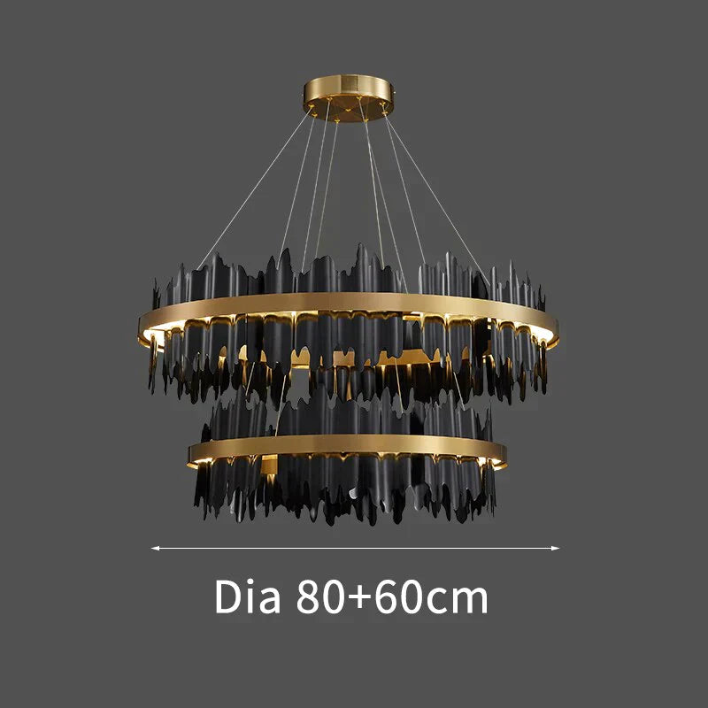 Azalea - Modern Creative Black Round Led Chandelier Light