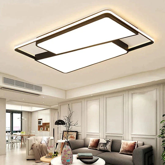 Plafonnier LED moderne à cadre noir pour salon, chambre à coucher, salle à manger, lustre, lampe de plafond, luminaires pour la maison