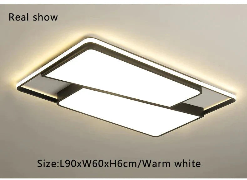 Plafonnier LED moderne à cadre noir pour salon, chambre à coucher, salle à manger, lustre, lampe de plafond, luminaires pour la maison