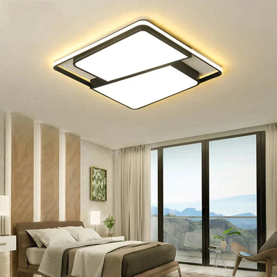 Plafonnier LED moderne à cadre noir pour salon, chambre à coucher, salle à manger, lustre, lampe de plafond, luminaires pour la maison