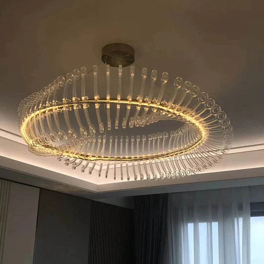 Carrie - Lustre de plafond rond doré au design moderne pour chambre à coucher, restaurant, hôtel, art intérieur