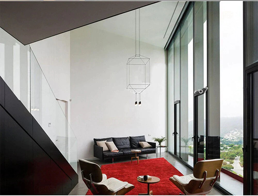 Lampe suspendue créative moderne en métal noir, fil long, forme simple, lampe suspendue pour cuisine, bar, chevet, suspension