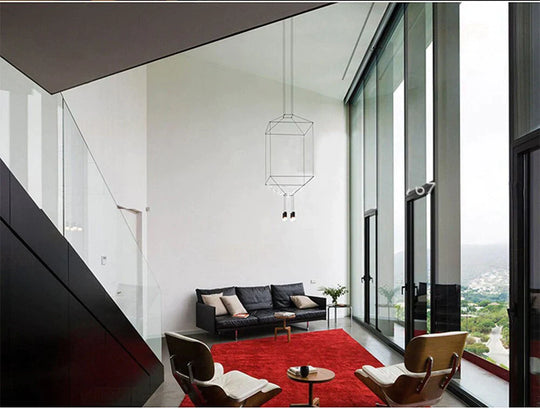 Lampe suspendue créative moderne en métal noir, fil long, forme simple, lampe suspendue pour cuisine, bar, chevet, suspension