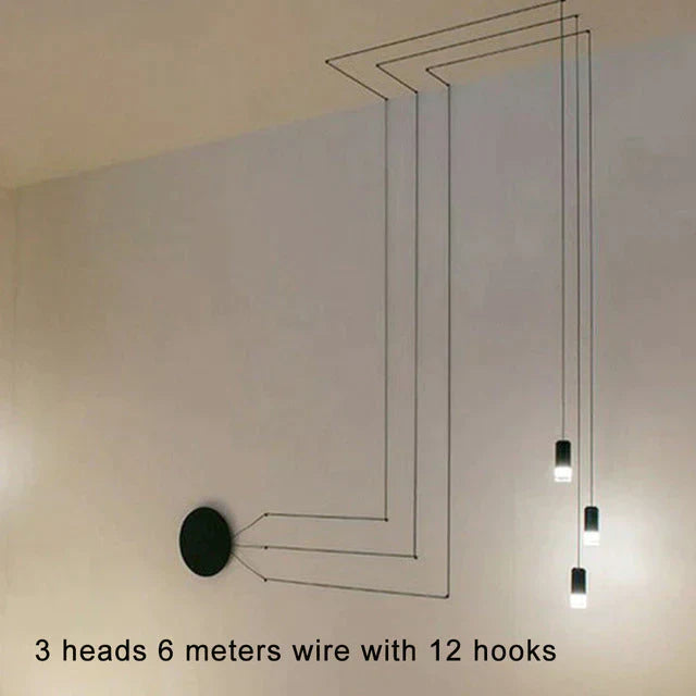 Lampe suspendue créative moderne en métal noir, fil long, forme simple, lampe suspendue pour cuisine, bar, chevet, suspension