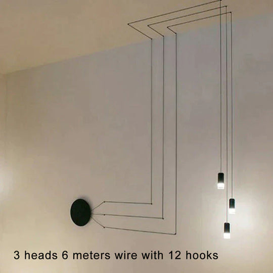 Lampe suspendue créative moderne en métal noir, fil long, forme simple, lampe suspendue pour cuisine, bar, chevet, suspension