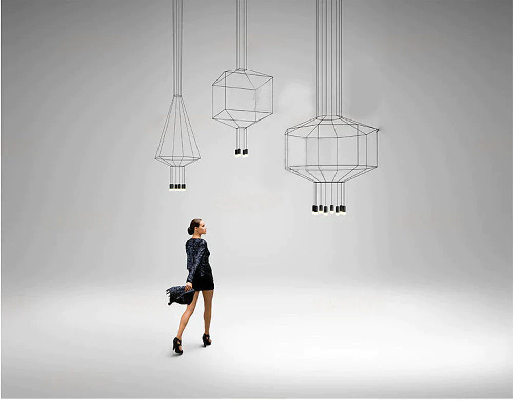 Lampe suspendue créative moderne en métal noir, fil long, forme simple, lampe suspendue pour cuisine, bar, chevet, suspension