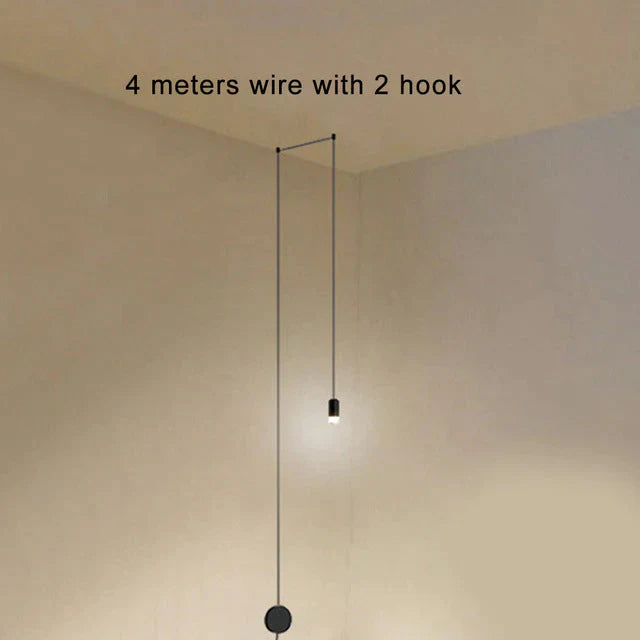 Lampe suspendue créative moderne en métal noir, fil long, forme simple, lampe suspendue pour cuisine, bar, chevet, suspension