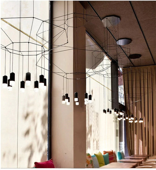 Lampe suspendue créative moderne en métal noir, fil long, forme simple, lampe suspendue pour cuisine, bar, chevet, suspension