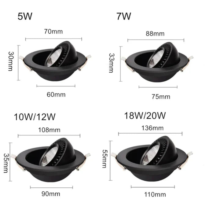 Damaris - Lampe LED à intensité variable COB Plafonnier 5w 7w 10w 12w Spots encastrés au plafond pour cuisine chambre à coucher Décoration intérieure