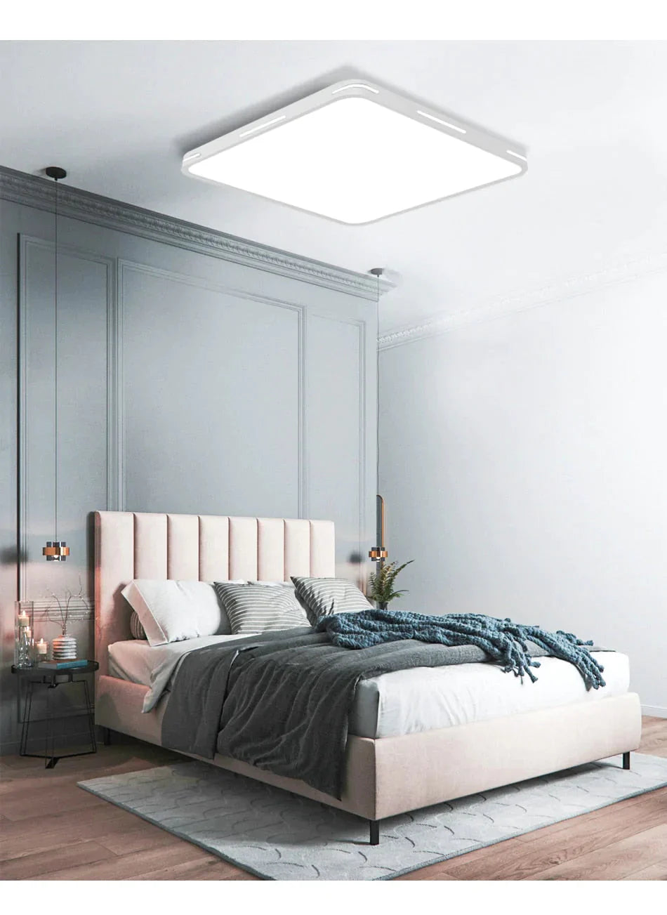 Leah - Plafonnier LED moderne, luminaire de plafond, montage en surface, télécommande, intensité variable, 18 W, 48 W, pour salon, chambre à coucher, balcon