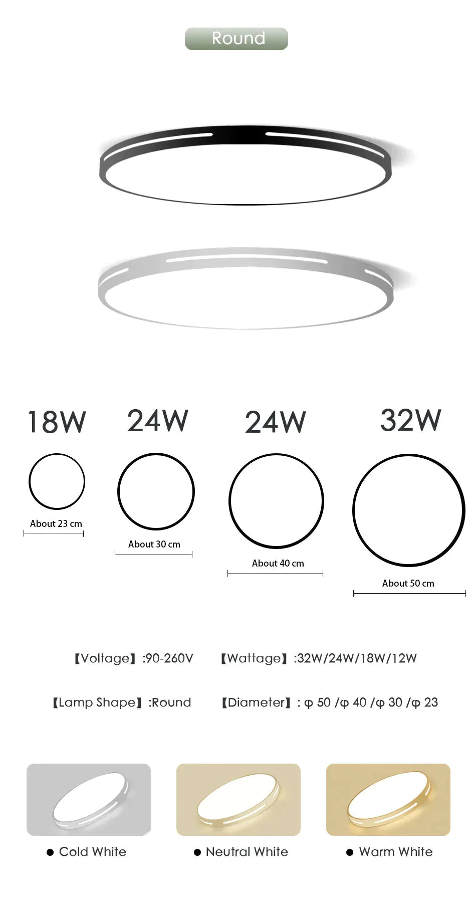 Leah - Plafonnier LED moderne, luminaire de plafond, montage en surface, télécommande, intensité variable, 18 W, 48 W, pour salon, chambre à coucher, balcon