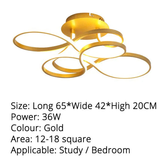 Modern Ceiling Lights White/Gold/Coffee Color LED Lamp For Living Room Bed Room Study Room Surface Mounted Lamps Remote Control