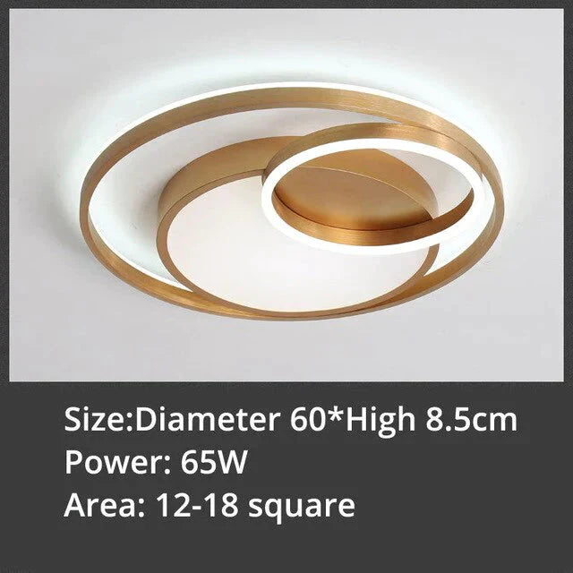 Plafonniers LED ronds dorés modernes pour salon, chambre à coucher, intensité variable, télécommande, éclairage intérieur en acrylique