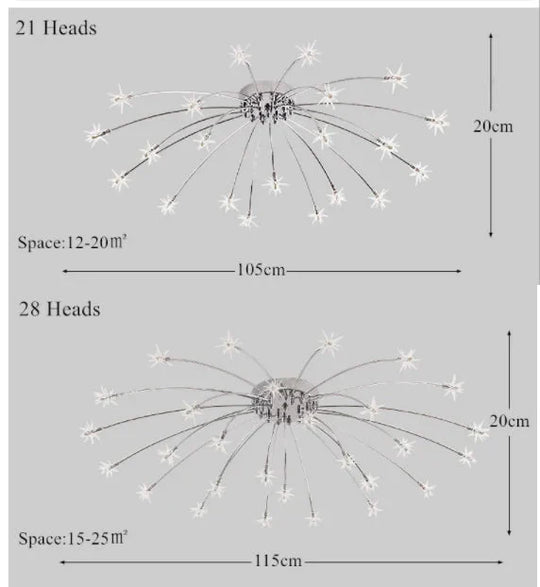 Modern Ice Flower Glass Ceiling light Bedroom Kitchen Children Room Sky Star Ceiling Lamp Designer Lighting Fixtures
