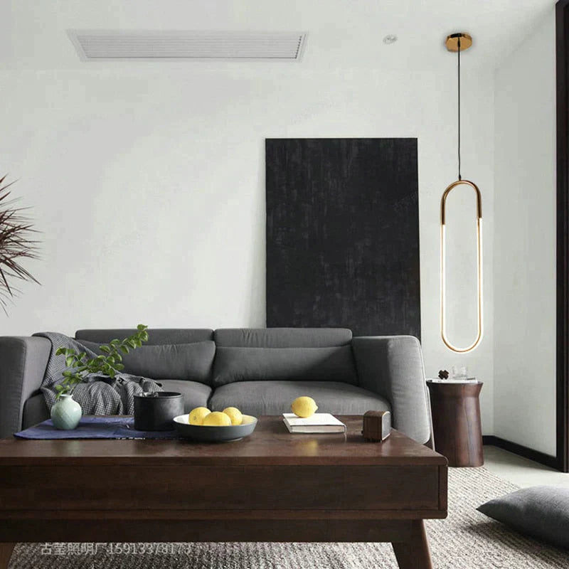 Lampes suspendues modernes en fer de style U en or, luminaires à suspension tubulaire à économie d'énergie pour lampe suspendue de salon
