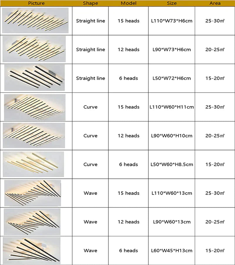 Modern Led Living Room Ceiling Lamp Simple Nordic Creative Square Line Restaurant Light In The