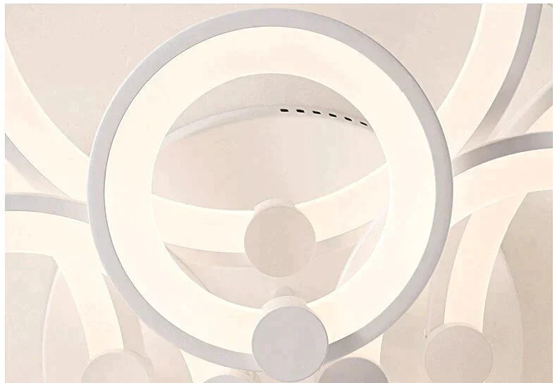 Modern Led Rings Ceiling Lamp For Kitchen Living Room Study Bedroom Dimmable+Remote Control Geometry