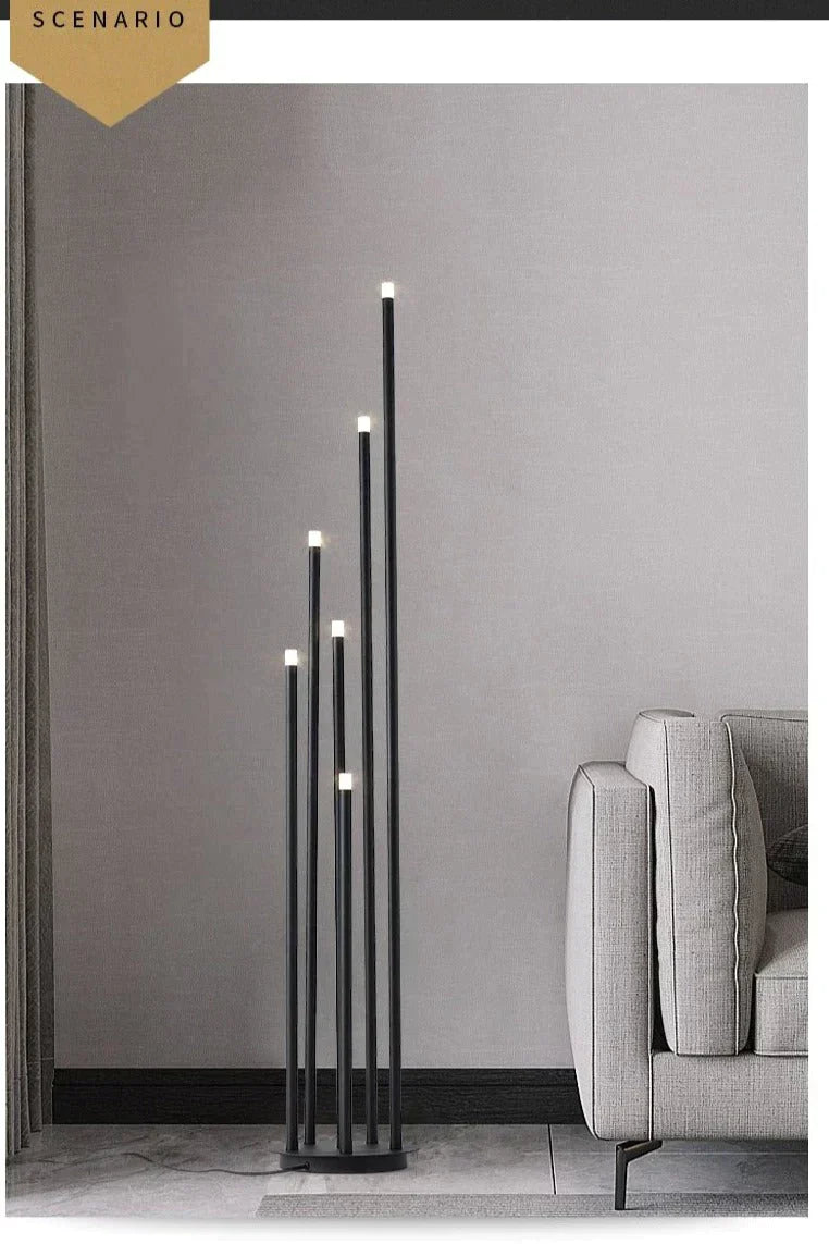 Modern Simple Personality Black Multi-Head Led Floor Lamp Branch Stand Living Room Reading Bedside