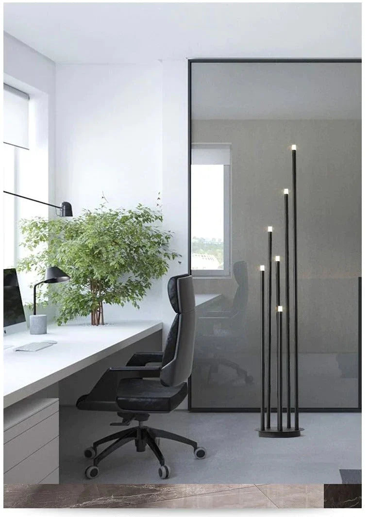 Modern simple personality black multi-head LED floor lamp branch stand lamp living room reading lamp room bedside floor lamp