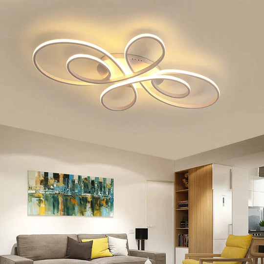 New Hot RC White/Coffee Modern Led Ceiling Lights For Living Room Bedroom Study Room Dimmable Ceiling Lamp Fixtures