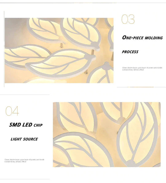 Plafonnier LED en forme de feuille de style nouveau pour salon, salle d'étude, chambre à coucher, décoration de la maison, luminaires avec télécommande APP