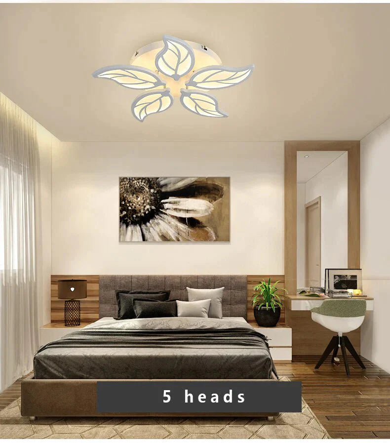 Plafonnier LED en forme de feuille de style nouveau pour salon, salle d'étude, chambre à coucher, décoration de la maison, luminaires avec télécommande APP