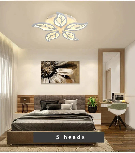 Plafonnier LED en forme de feuille de style nouveau pour salon, salle d'étude, chambre à coucher, décoration de la maison, luminaires avec télécommande APP