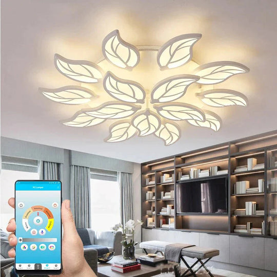 Plafonnier LED en forme de feuille de style nouveau pour salon, salle d'étude, chambre à coucher, décoration de la maison, luminaires avec télécommande APP